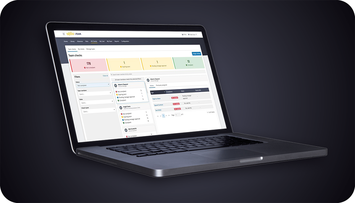 Laptop showing the app dashboard for iTeam Pharmacy
