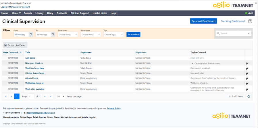 clinical supervision screengrab
