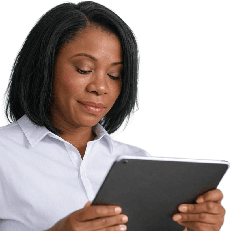 Dental professional using iPad