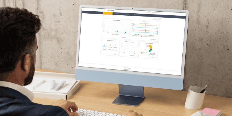 Agilio Dental iPlan dashboard on desktop screen